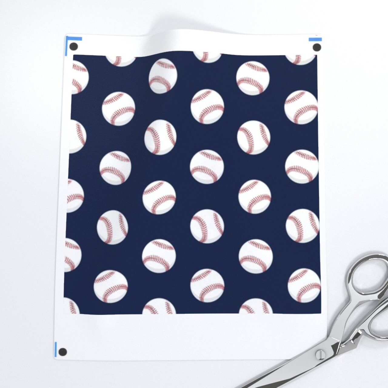 Baseballs Dark Blue Navy Trendy Baseball Sports Spring Custom Printed Fabric by Spoonflower Various Fabrics by the Yard or Fat Quarter